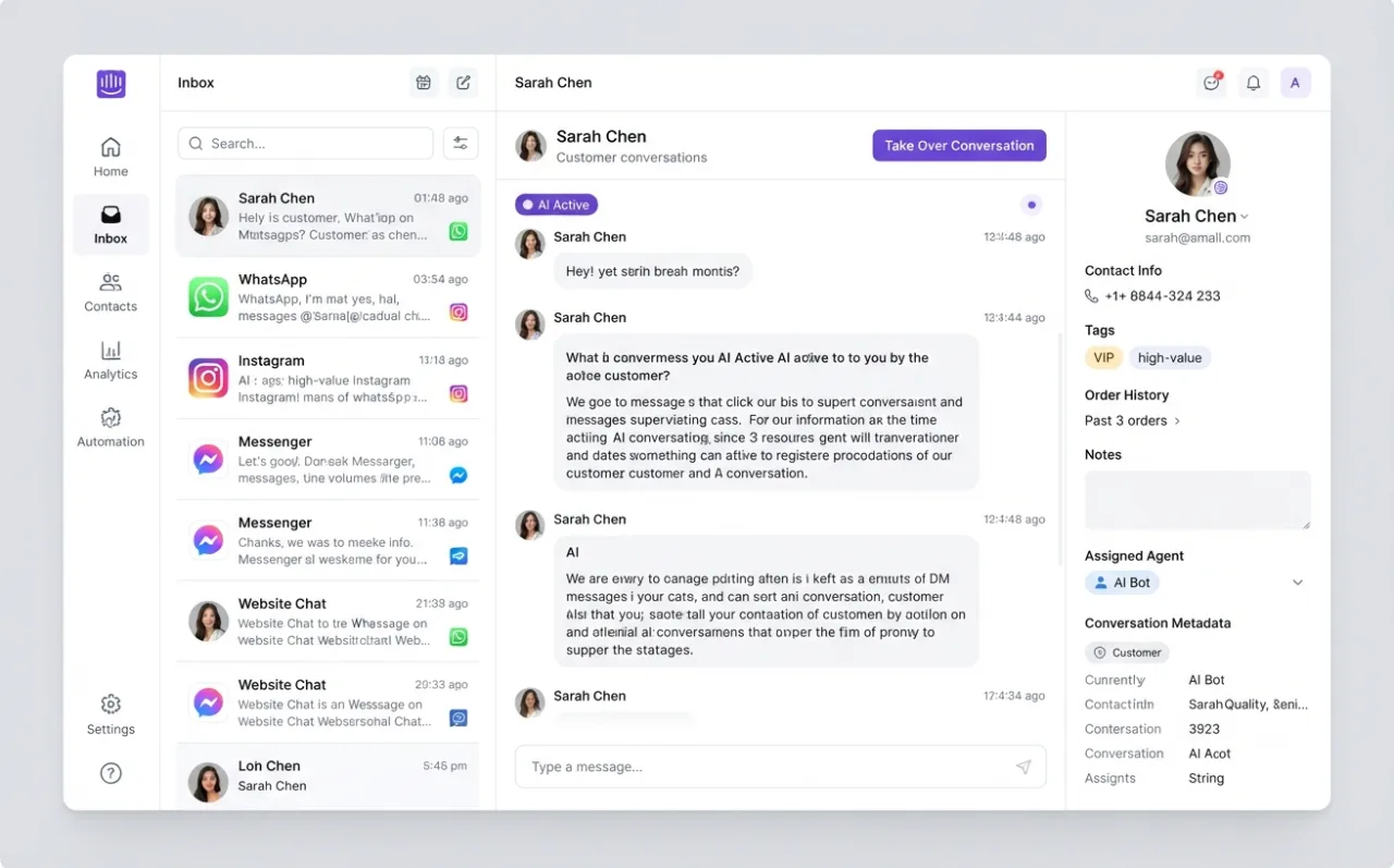 CRM inbox with human oversight