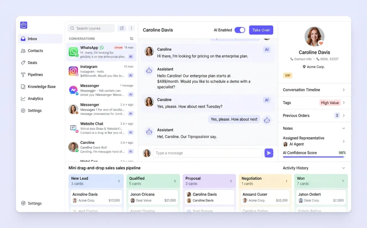 Rockybot Workspace CRM inbox